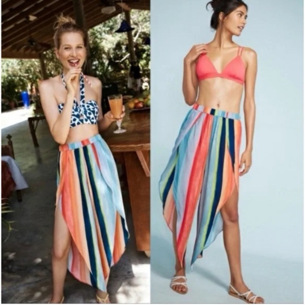 Anthropologie Carla Weeks Watercolor Tulip Split Beach Pants